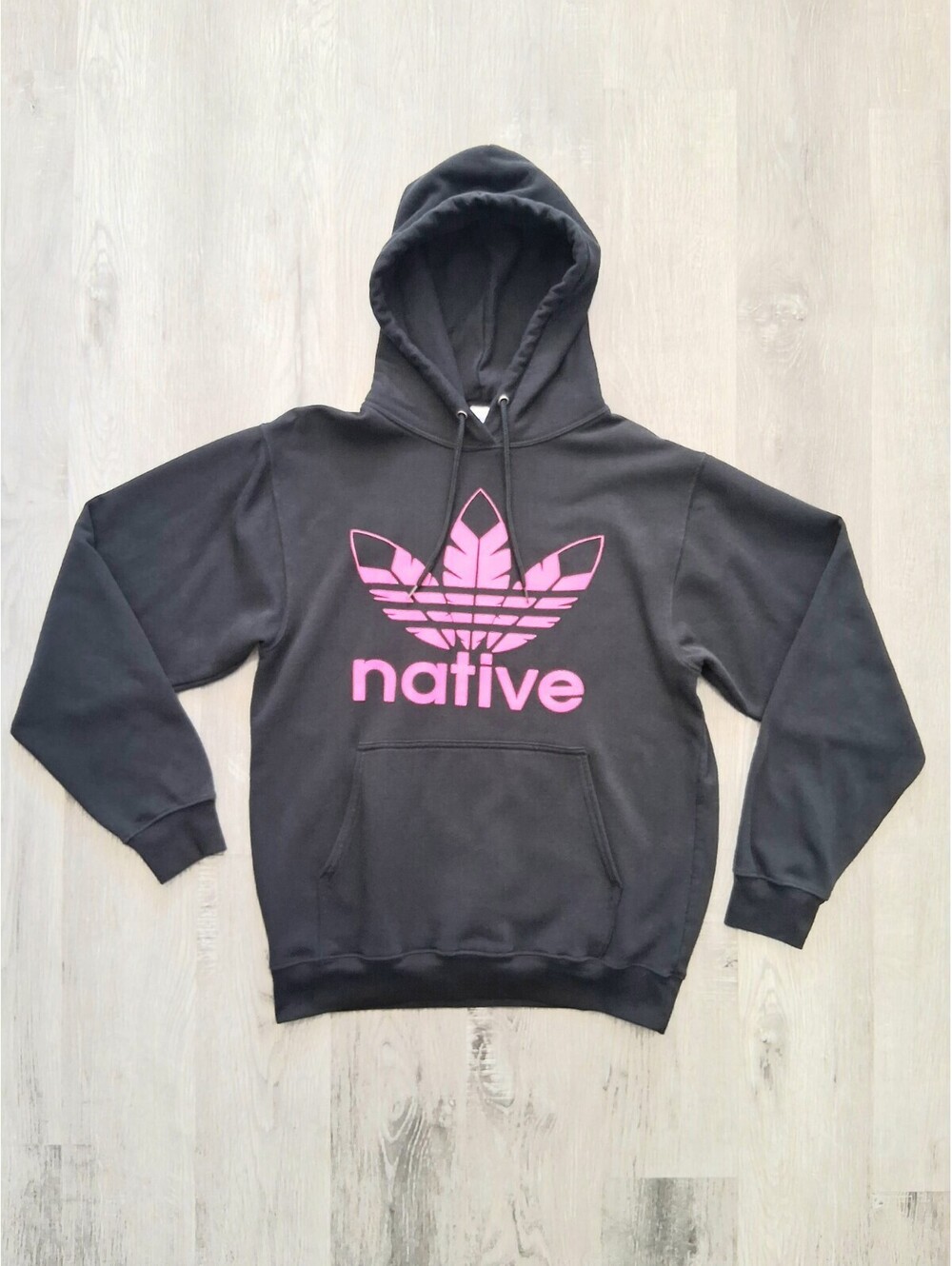 ATC The Authentic T-Shirt Company Medium "Native" Logo Hoodie Black/Pink Sweater